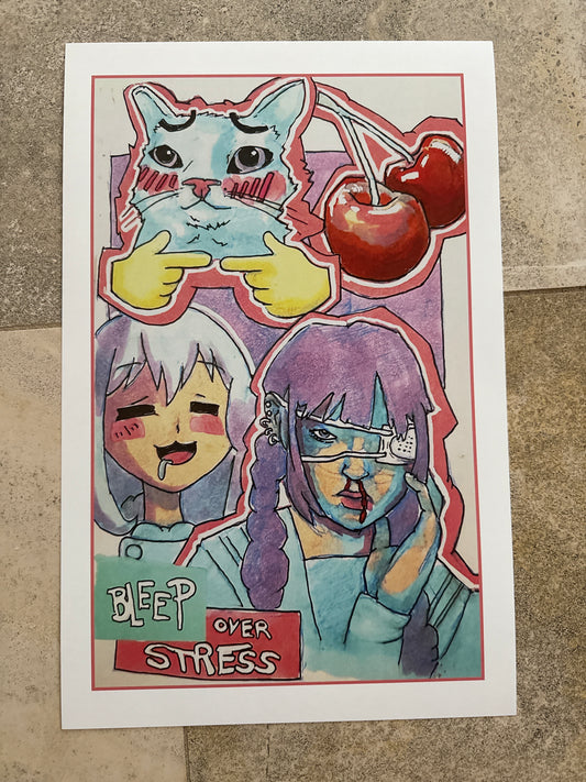 Bleep Over Stress Art Print
